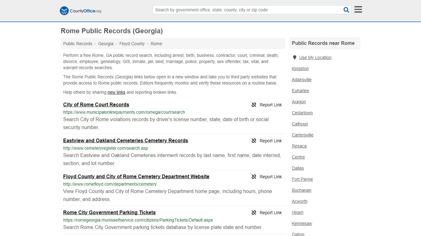 Public Records - Rome, GA (Business, Criminal, GIS ...
